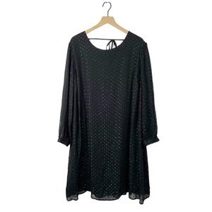 Ava viv black glittery long sleeve shift dress 3x